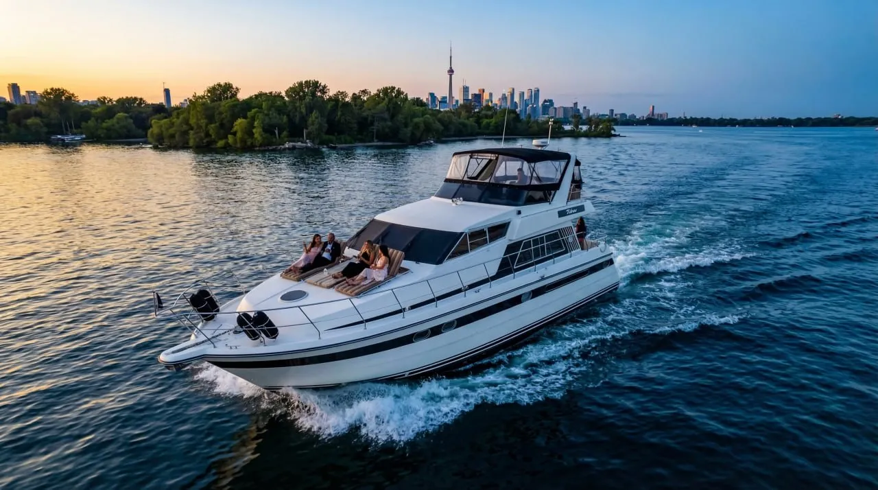 Spacious yacht deck for entertaining, corporate events and celebrations